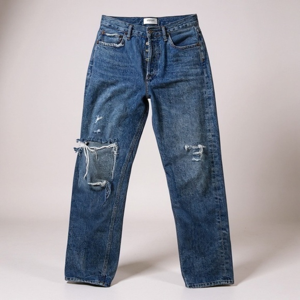 Agolde High Rise Distressed Straight Leg Jeans